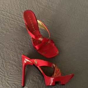 Almost new CASADEI Red Silk Kyoto Papavero Silk Shoes